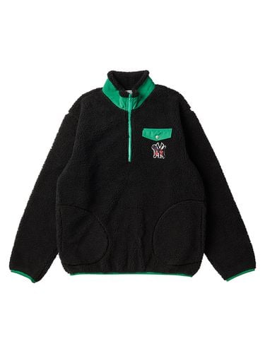 New York Logo Eco Fur Half Zip-Up Pullover_Black - beyondcloset - Modalova