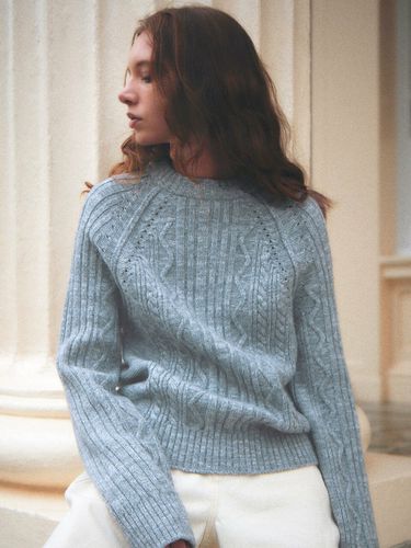 Melange Cable Pullover_Melange Grey - AVA MOLLI - Modalova