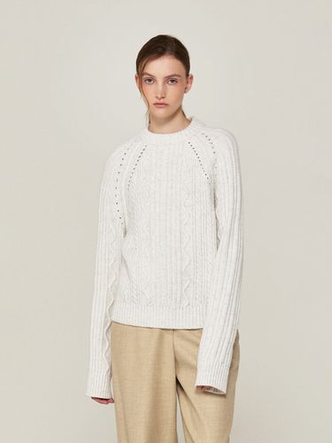 Melange Cable Pullover_Light Grey - AVA MOLLI - Modalova