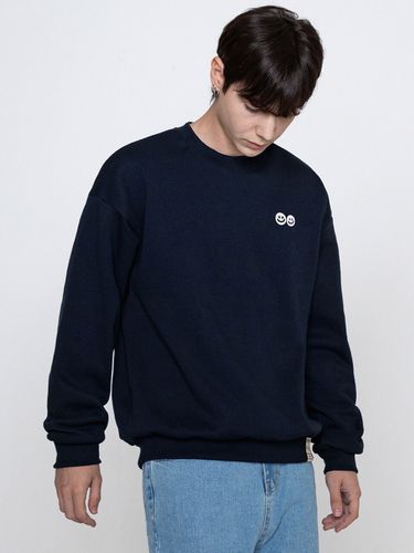 Double Smile Embroidery Sweatshirt_Navy - GRAVER - Modalova