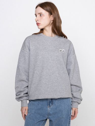 Double Smile Embroidery Sweatshirt_Grey - GRAVER - Modalova