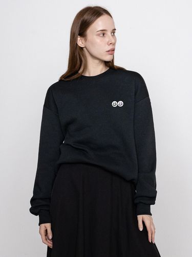 Double Smile Embroidery Sweatshirt_Charcoal - GRAVER - Modalova