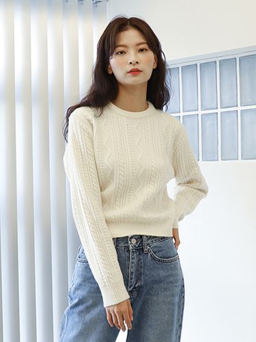 Women Standard Twisted Knit Pullover [2color] - FANACULT - Modalova