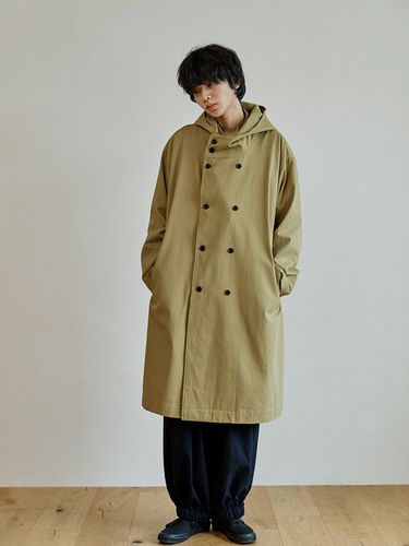 Unisex Trench Hooded Coat_Beige - malen - Modalova