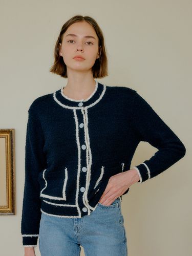 Tweed Cardigan_Navy - YUPPE - Modalova