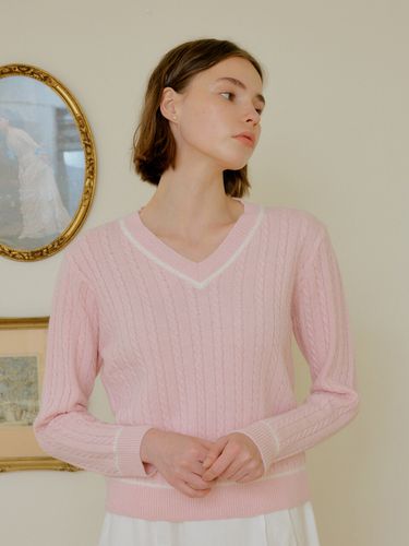 Cable Cashmere Knit Top_Pink - YUPPE - Modalova