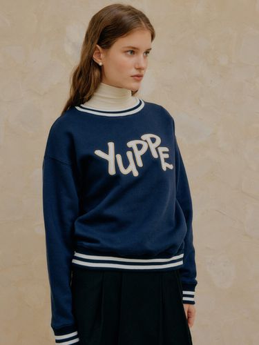 Lettering Sweatshirt - Navy - YUPPE - Modalova