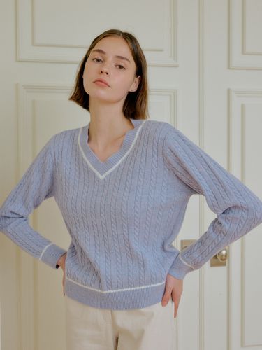 Cable Cashmere Knit Top_Light Purple - YUPPE - Modalova