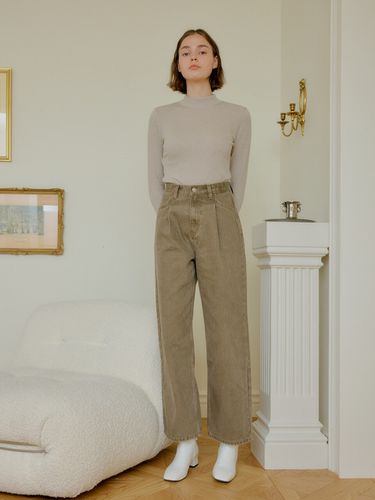 Tucked Cotton Pants_Brown - YUPPE - Modalova