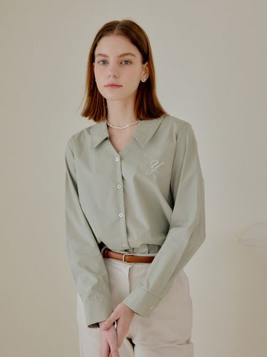 Y Cotton Shirt_Mint - YUPPE - Modalova