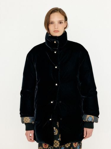 Varissa Velvet Down Coat - Black - EENK - Modalova