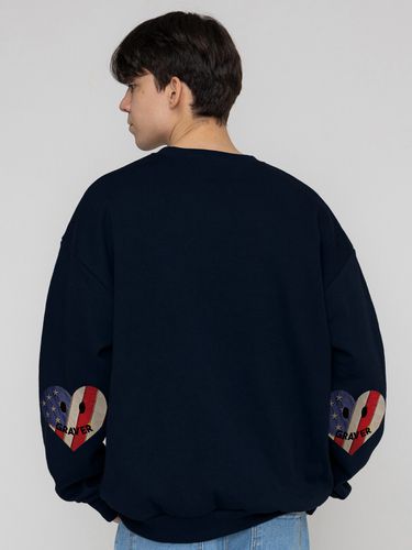 Elbow Smile American Flag Heart Sweatshirt_Navy - GRAVER - Modalova