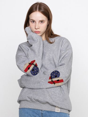 Elbow Smile American Flag Heart Sweatshirt_Grey - GRAVER - Modalova