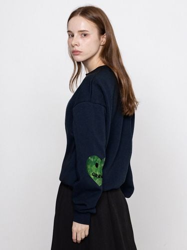 Elbow Smile Leaves Heart Sweatshirt_Navy - GRAVER - Modalova