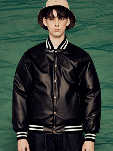 Leather Varsity Jacket _ Black - FFEFF STUDIO - Modalova