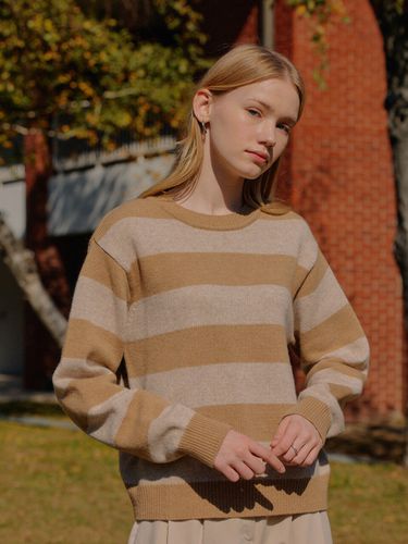 Cashmere Stripe Knit_Camel - YUPPE - Modalova