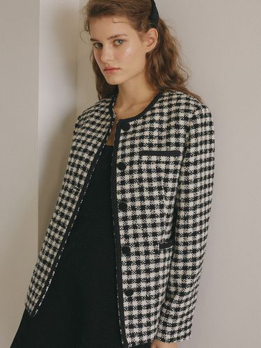 Houndstooth Tweed Jacket _ White - VEM.VER - Modalova