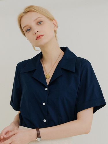 Cotton Roll Shirt (Navy) - YUPPE - Modalova