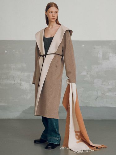 Hoody Belted Handmade Coat_Beige - JOY GRYSON - Modalova