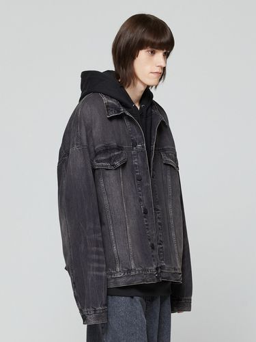 Oversized-fit Washed Denim Jacket_Black - V2 - Modalova