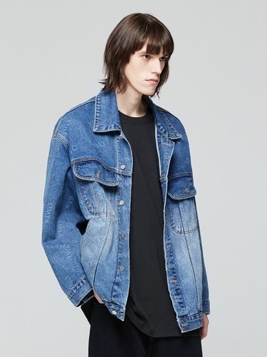 Oversized fit Logo Washed Denim Jacket_Blue - V2 - Modalova