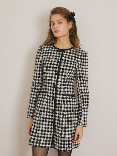 Houndstooth Tweed Dress _ White - VEM.VER - Modalova