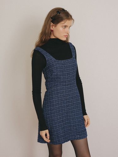 Tweed Sleeveless Mini Dress _ Navy - VEM.VER - Modalova