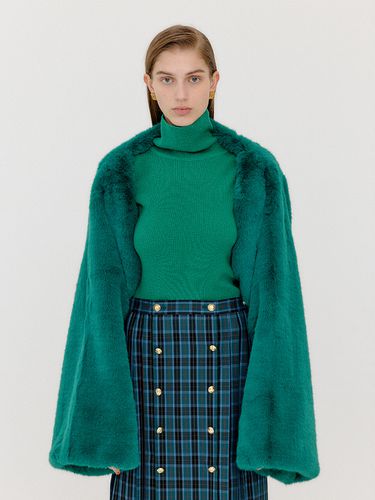 Veather Faux Fur Bolero _ Green - EENK - Modalova