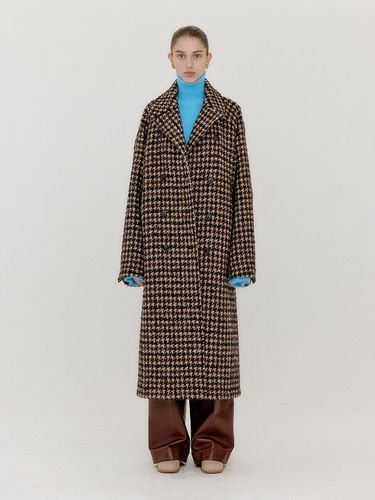 Vrooklyn Double Breasted Long Coat _Brown Check - EENK - Modalova