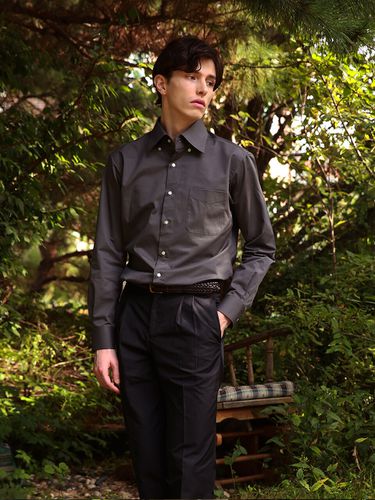 Gaberdine Cotton Shirts _ Charcoal - Bellief - Modalova