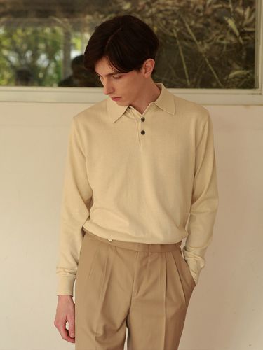 Soft Long Sleeve Polo Knit _ Cream - Bellief - Modalova