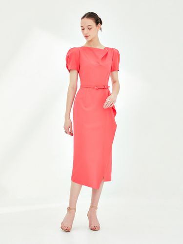 Pandora Cowl Neck Ruffle H-Line Dress (Red) - BAU by Bride And You - Modalova