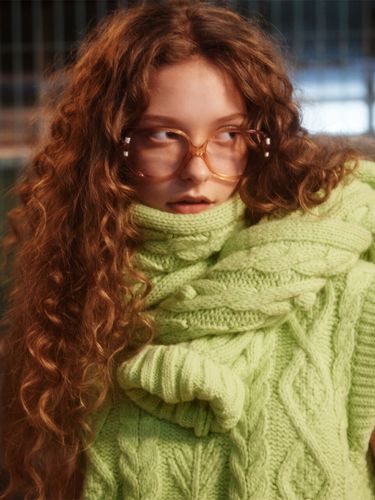 Wool Cable Knit Muffler (L.Green) - GREENBUTTER - Modalova