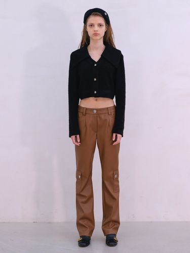 Metal Leather Cargo Pants _Brown - THE ASHLYNN - Modalova