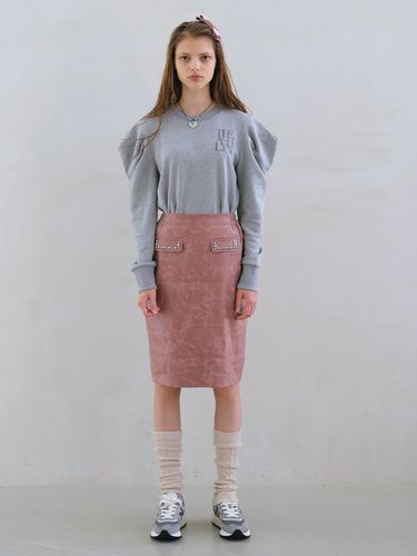 Rockstar Leather Stud Skirt _Dusty Rose - THE ASHLYNN - Modalova