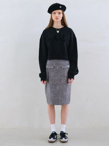 Rockstar Leather Stud Skirt _Grey - THE ASHLYNN - Modalova