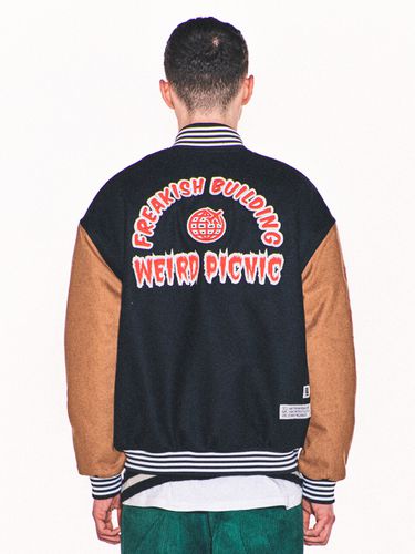 Weird Picnic Varsity Jacket _ Black - FREAKISH BUILDING - Modalova