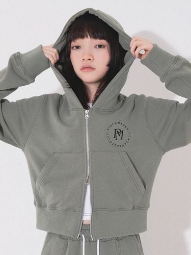 Stitch Cropped Zip Hoodie _ - PIECEMAKER - Modalova