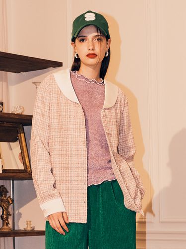 Sailor Collar Tweed Outer Shirts_Indi Pink - SILN - Modalova