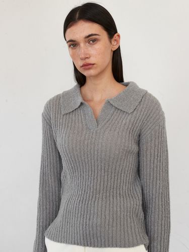 OU999 Wool Boucle Collar Knit_Gray - ouie - Modalova