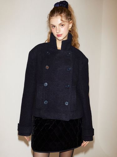 Double Wool Coat_Navy - SALON DE YOHN - Modalova