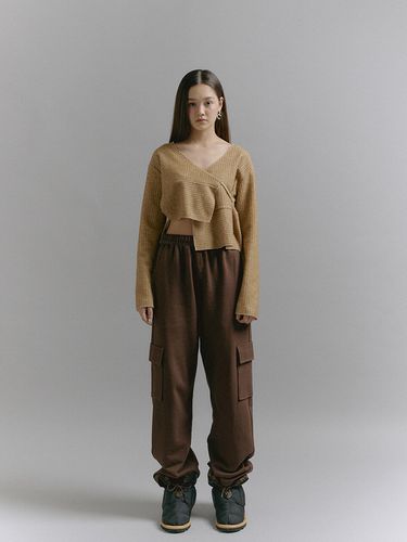 Unbalanced Wrap Cardigan _Brown - SOFT SEOUL - Modalova