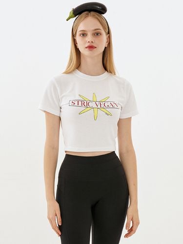 Vegan Printed Cropped T Shirt _ - INJIACTIVE - Modalova