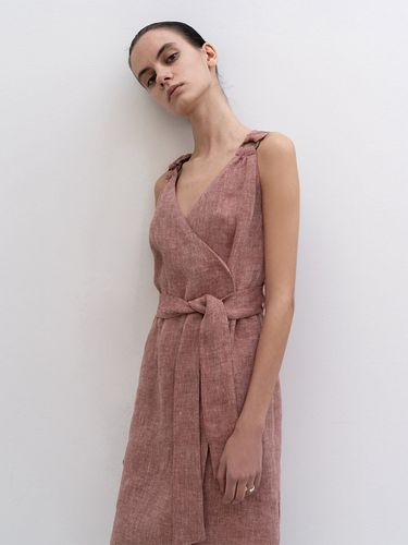 Ring Strap Linen Wrap Dress - RE RHEE - Modalova