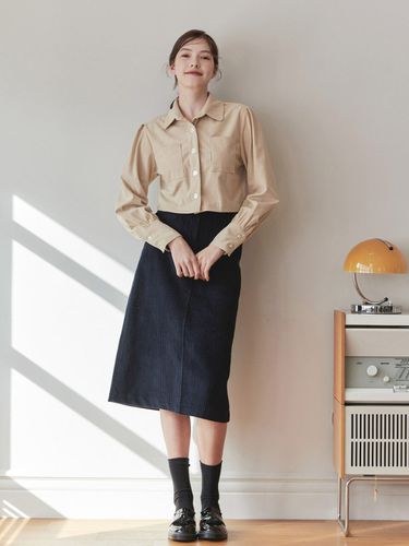 Corduroy Long Skirt _Navy - bibyseob - Modalova