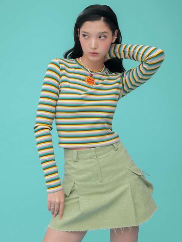 Striped Cotton T-Shirt _ Yellow Multi - LOTS YOU - Modalova