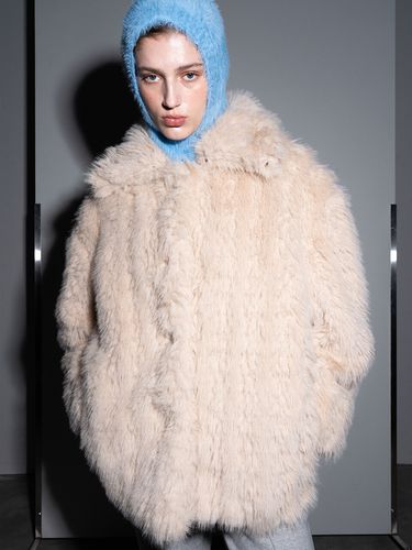 Stand Collar Faux Fur Jacket _ - 320SHOWROOM - Modalova