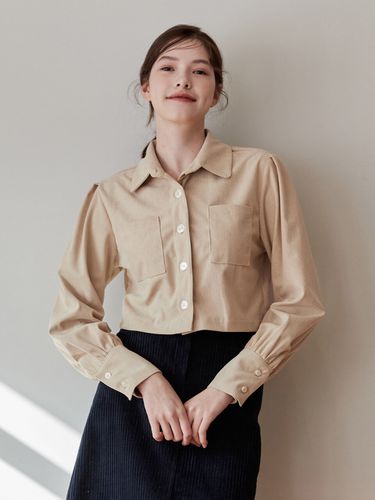 Corduroy Crop Pocket Shirt _ Beige - bibyseob - Modalova