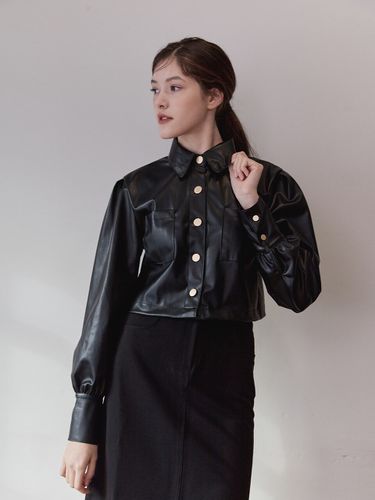 Eco Leather Crop Pocket Shirt _ - bibyseob - Modalova