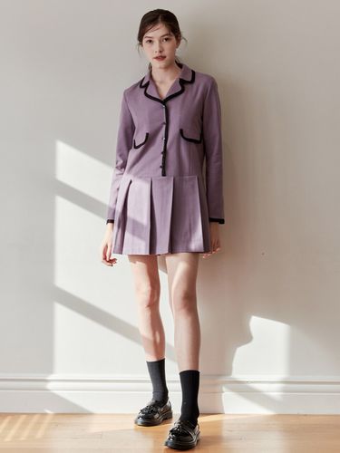 Line Pajama Pleats Dress _ Purple - bibyseob - Modalova